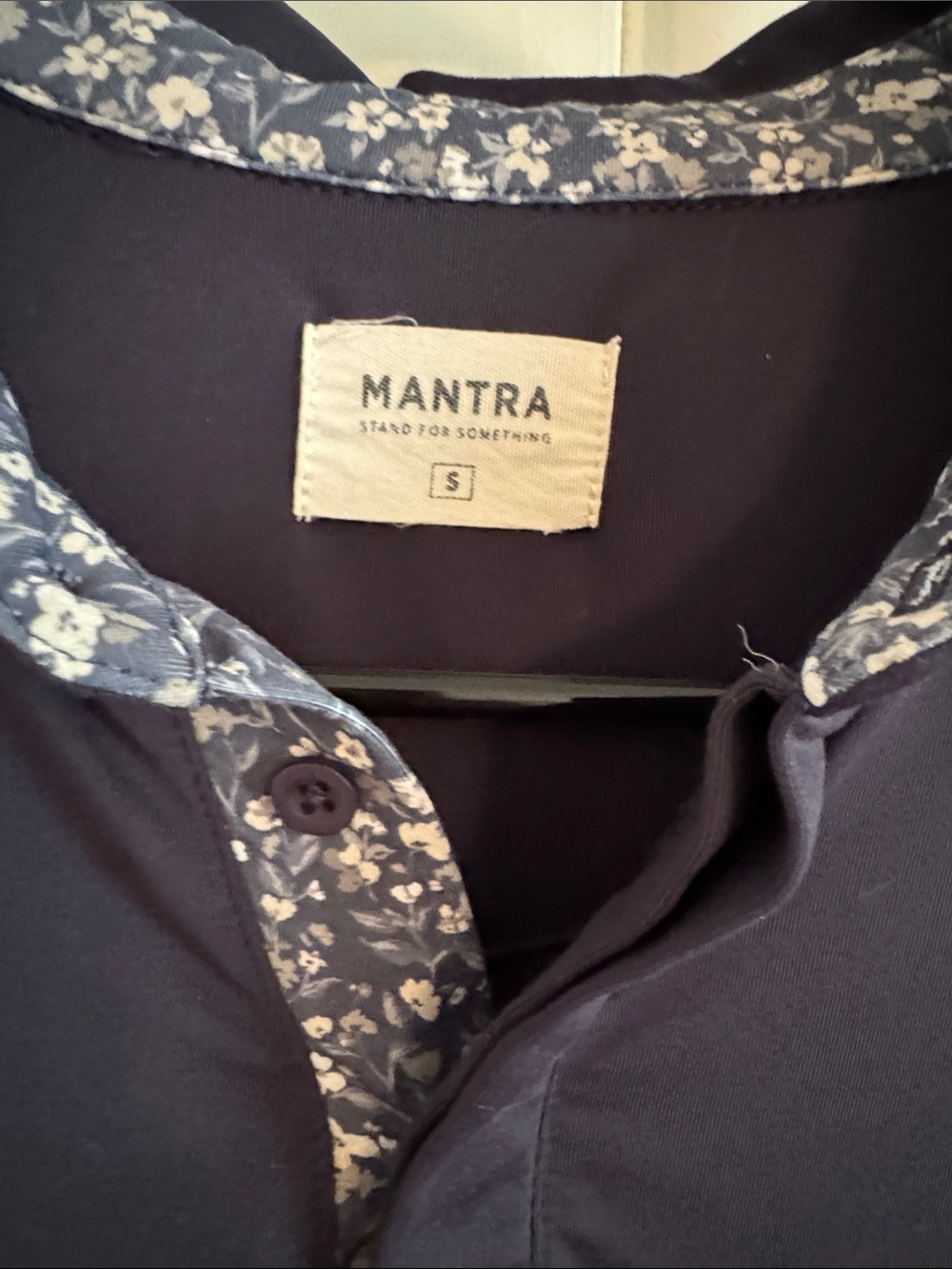 Mantra Navy Polo with Floral Trim - Picture 2 of 5